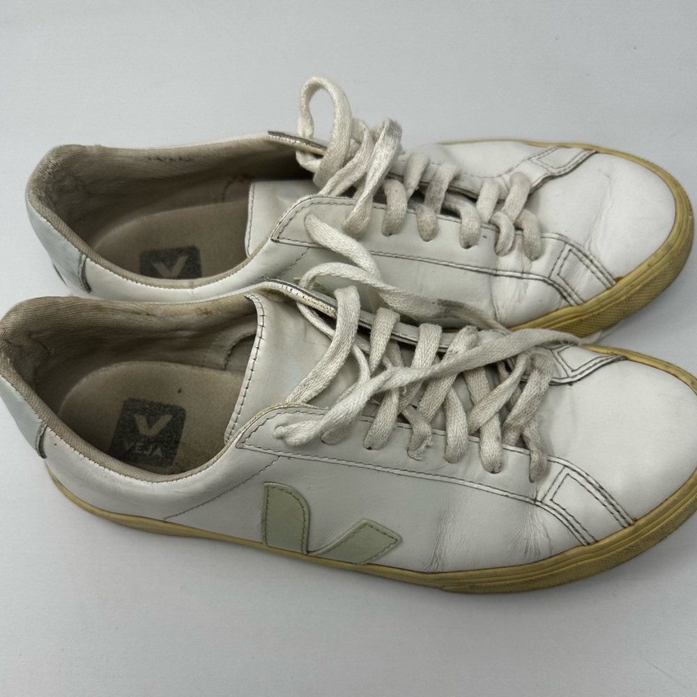 Veja White Sneakers with Pale Blue Accents
